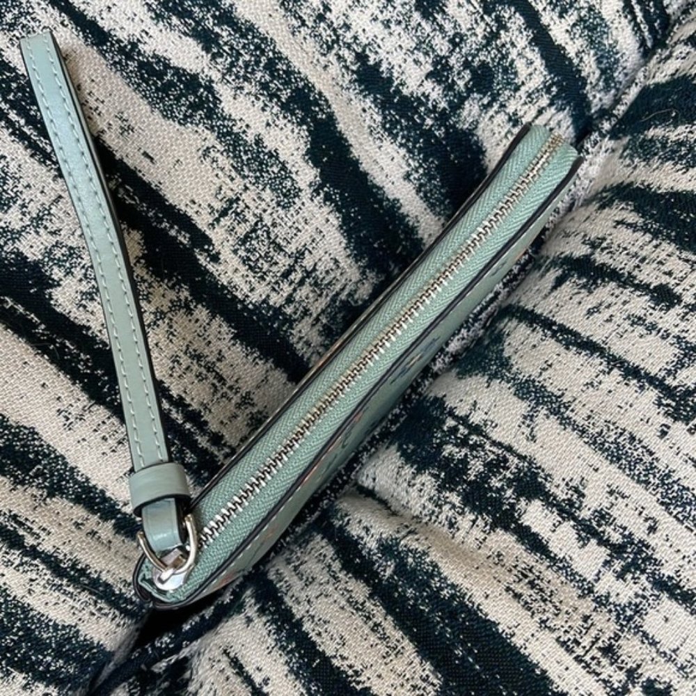 Coach Mystical Floral Corner Zip Wristlet Light Teal Multi - Picture 7 of 16